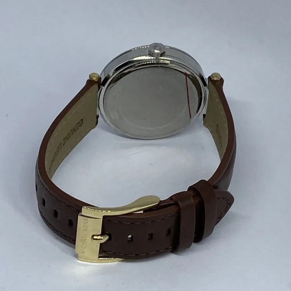 Michael Kors MK6194 Women's Brown Leather Analog Dial Quartz Genuine Watch KS553